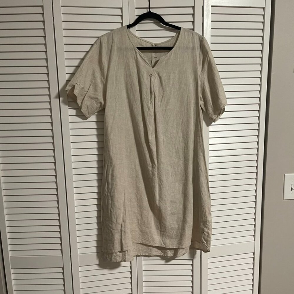 Linen V-Neck Dress